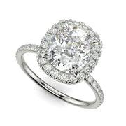 Catalina Cushion Cut Pave Halo 4 Prong Claw Set Engagement Ring - Nivetta